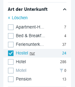 checkfelix hotelsuche filter hostels